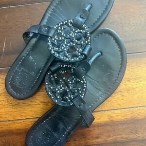 Tory Burch Miller Black Embellished Sandals